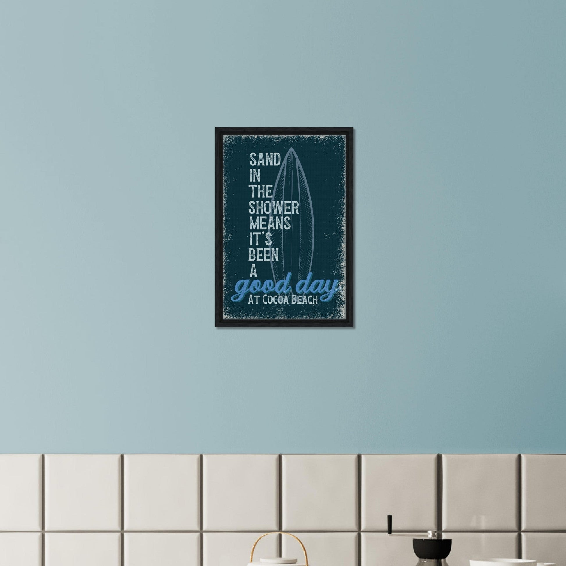 Sand in the Shower Framed Canvas - Out of Office Outfitters - Print Material