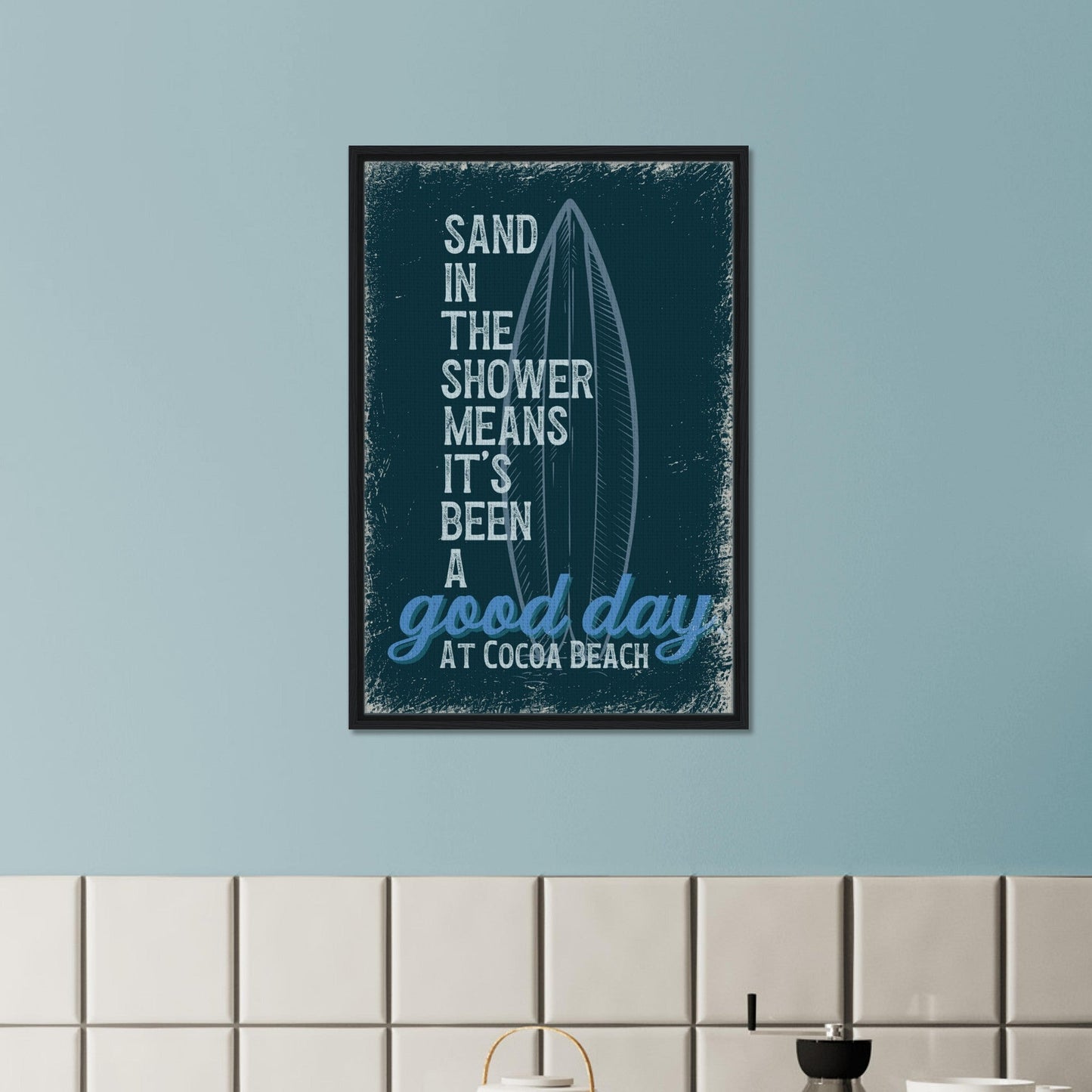 Sand in the Shower Framed Canvas - Out of Office Outfitters - Print Material