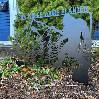 Sasquatch Garden Trellis Metal Sign with Stakes - Out of Office Outfitters - Die - Cut Sign