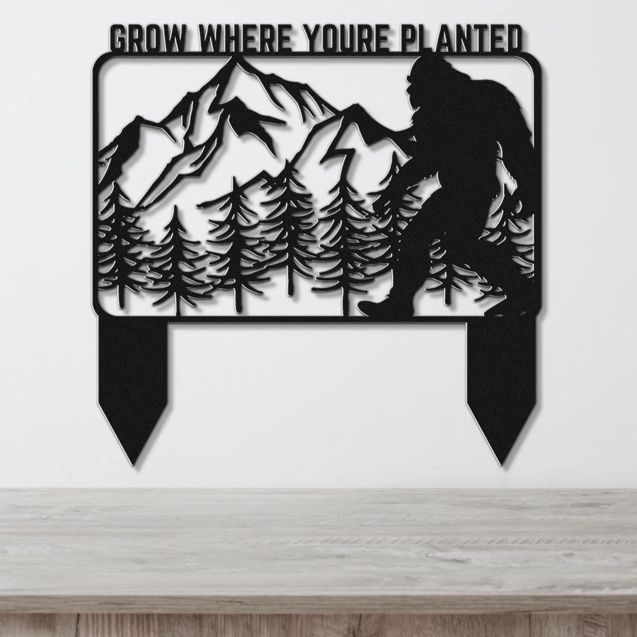 Sasquatch Garden Trellis Metal Sign with Stakes - Out of Office Outfitters - Die - Cut Sign