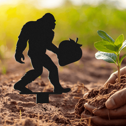 Sasquatch Holding Veggie Metal Garden Row Marker - Out of Office Outfitters - Die - Cut Sign