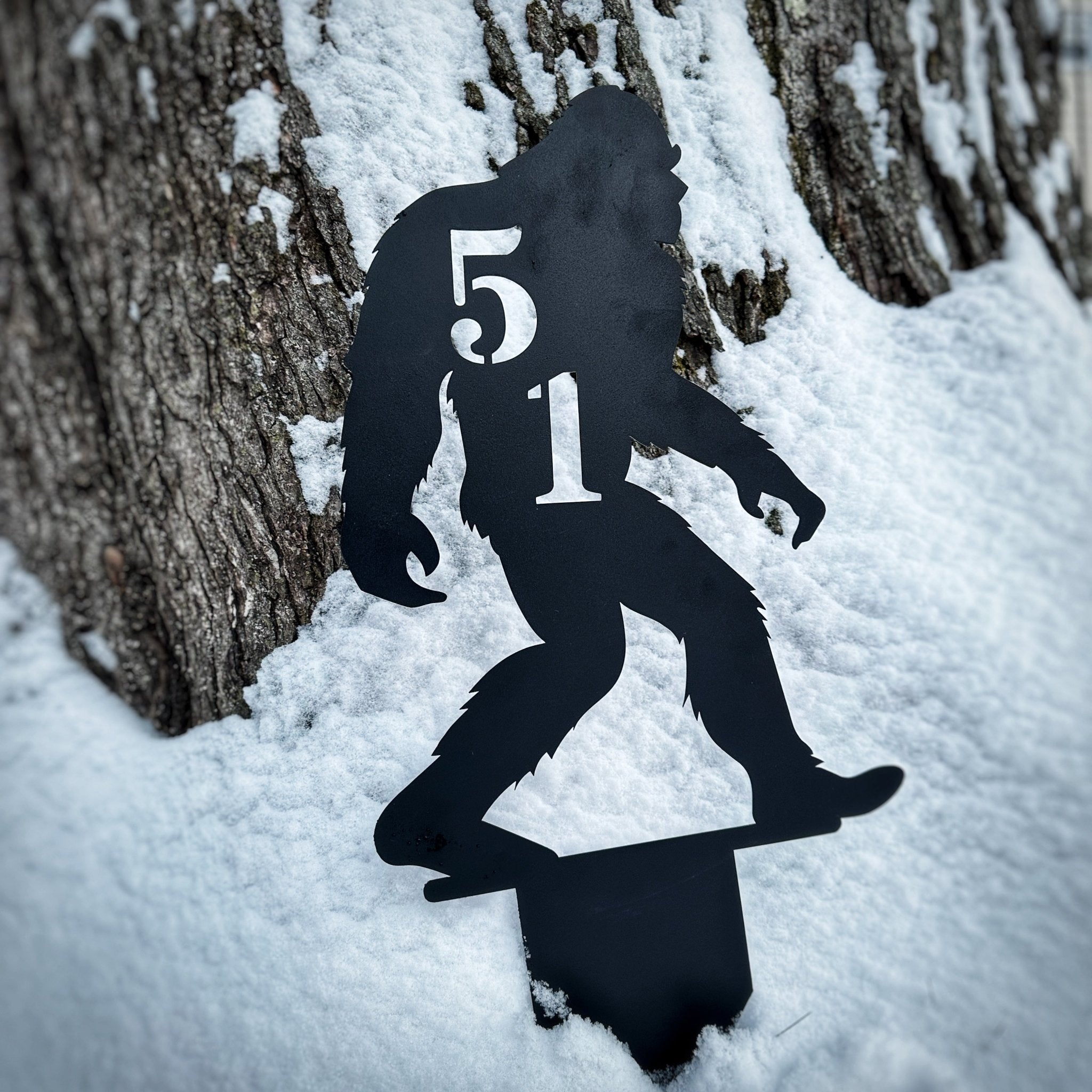 Sasquatch House Number Ground Stake Address Sign - Out of Office Outfitters - Die - Cut Sign