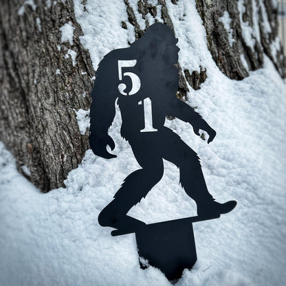 Sasquatch House Number Ground Stake Address Sign - Out of Office Outfitters - Die - Cut Sign