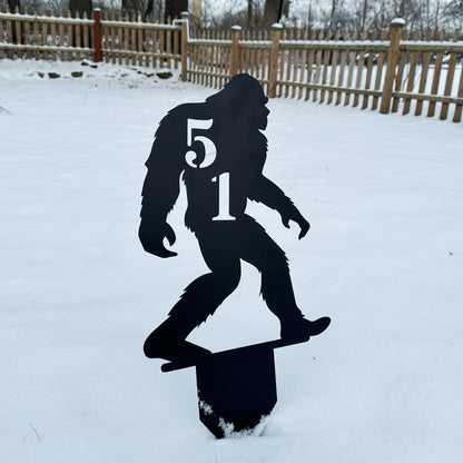 Sasquatch House Number Ground Stake Address Sign - Out of Office Outfitters - Die - Cut Sign