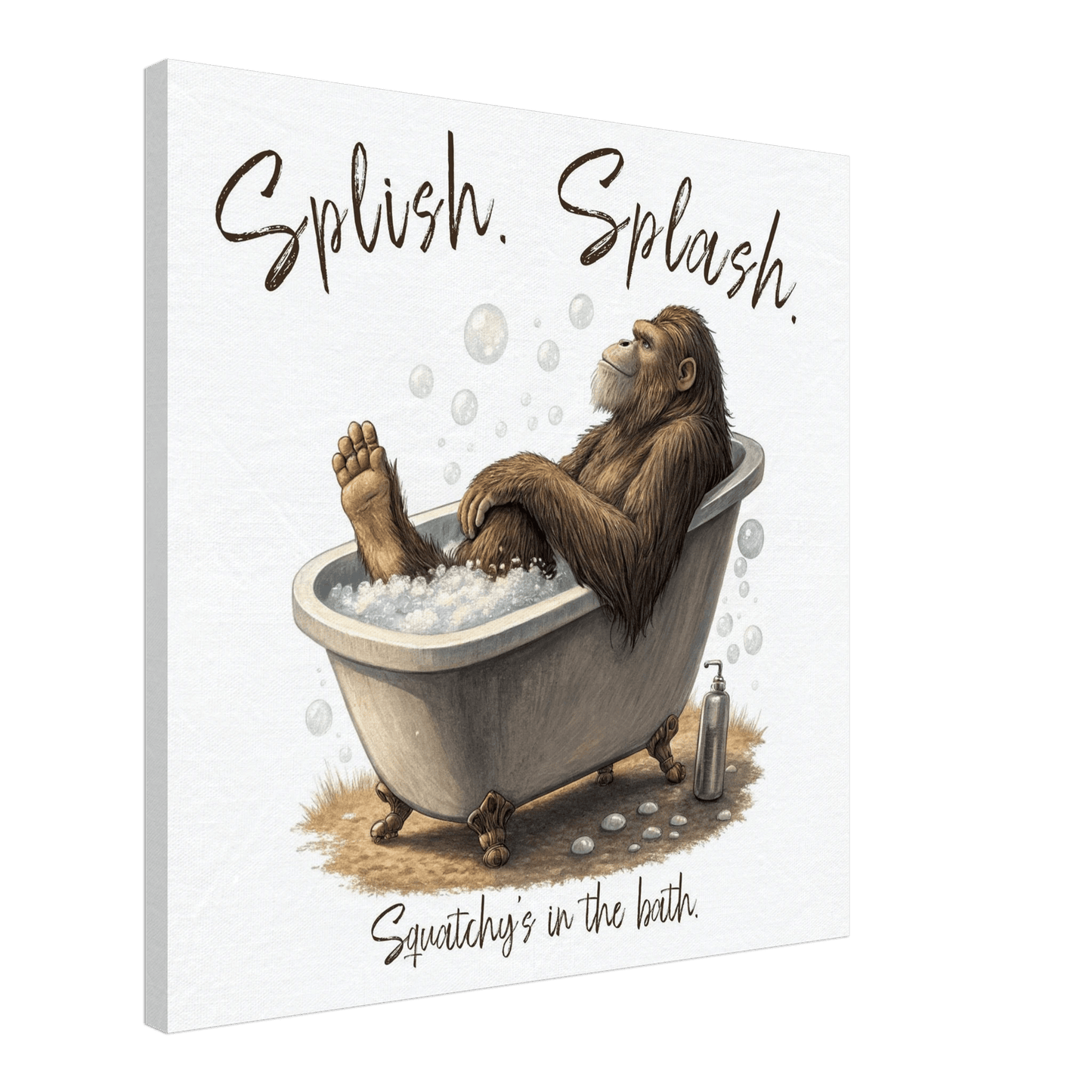 Sasquatch in the Bath Canvas Wall art - Out of Office Outfitters - Print Material