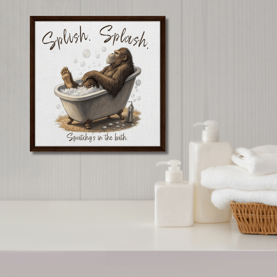 Sasquatch in the Bath Canvas Wall art - Out of Office Outfitters - Print Material