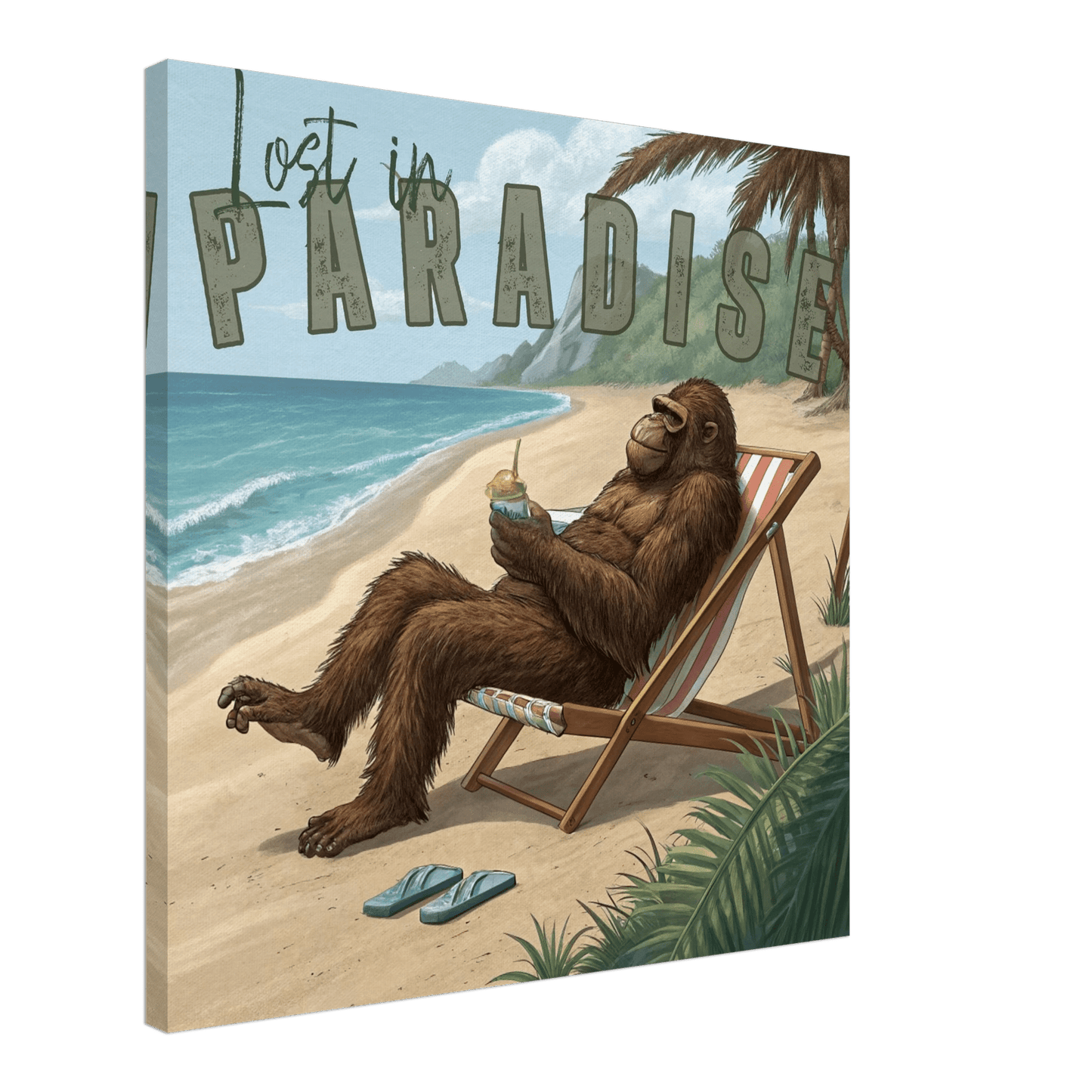 Sasquatch Lost in Paradise Canvas Wall art - Out of Office Outfitters - Print Material