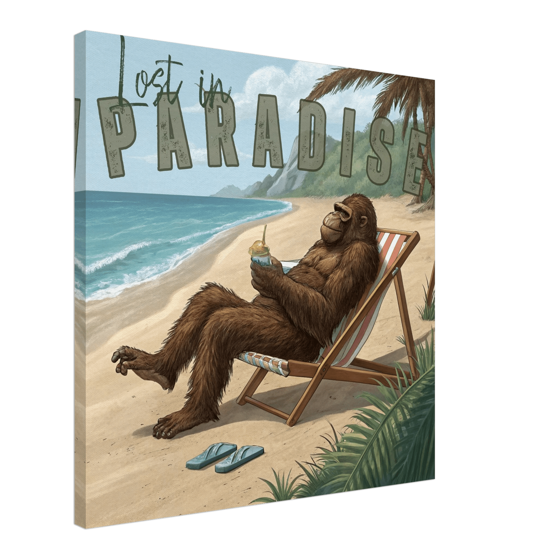 Sasquatch Lost in Paradise Canvas Wall art - Out of Office Outfitters - Print Material
