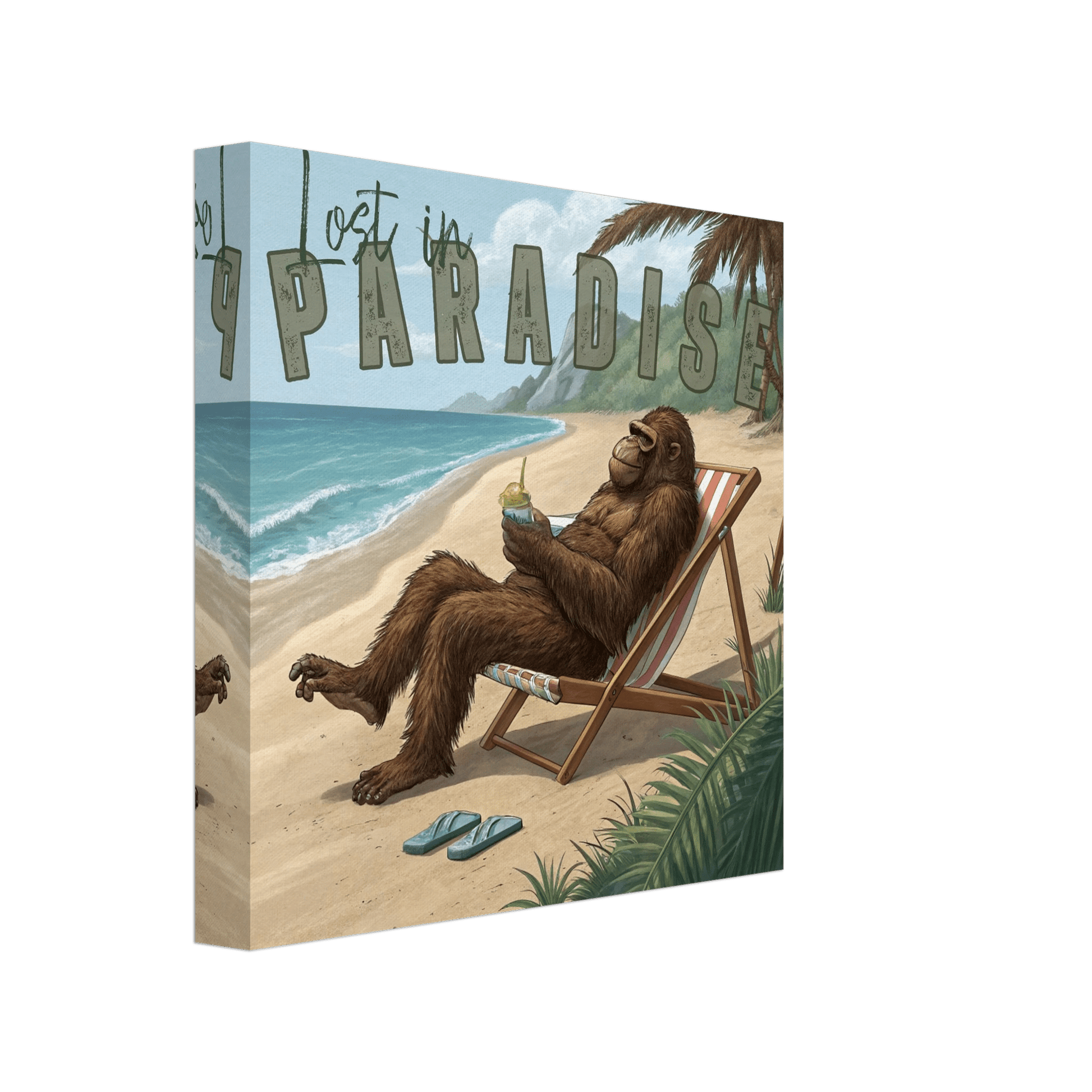 Sasquatch Lost in Paradise Canvas Wall art - Out of Office Outfitters - Print Material