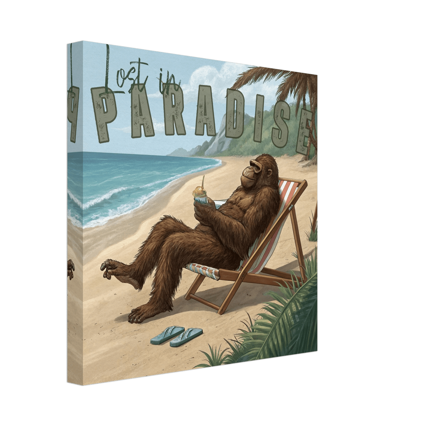 Sasquatch Lost in Paradise Canvas Wall art - Out of Office Outfitters - Print Material