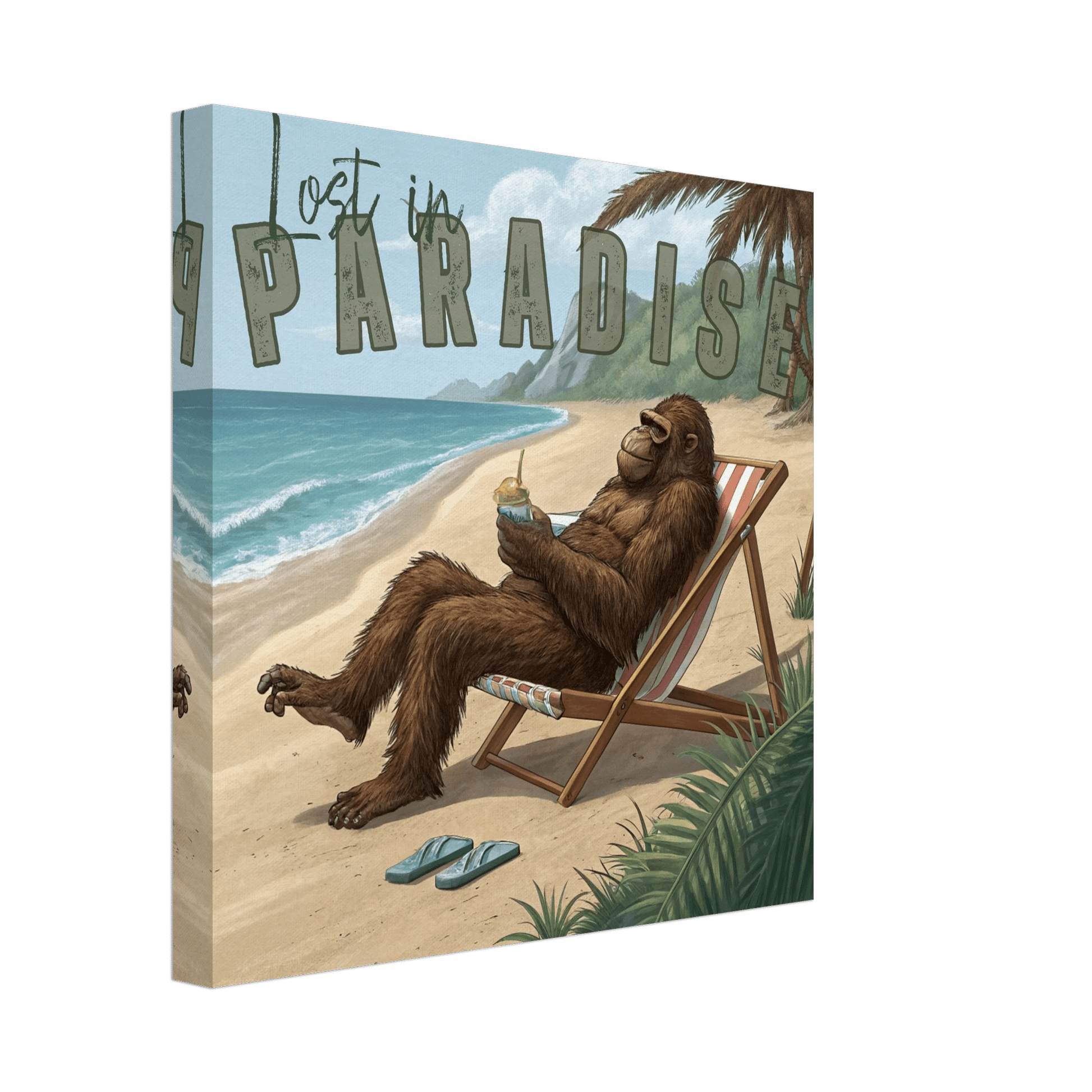Sasquatch Lost in Paradise Canvas Wall art - Out of Office Outfitters - Print Material