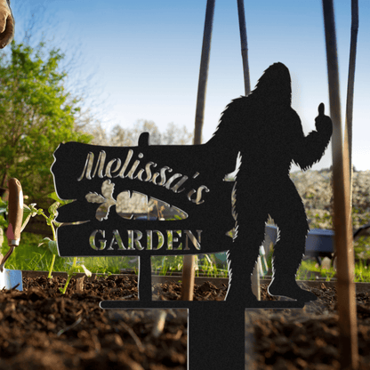 Sasquatch Metal Garden Sign with Custom Text - Out of Office Outfitters - Die - Cut Sign