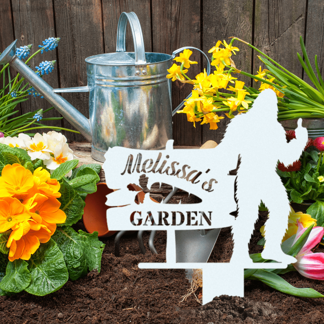 Sasquatch Metal Garden Sign with Custom Text - Out of Office Outfitters - Die - Cut Sign