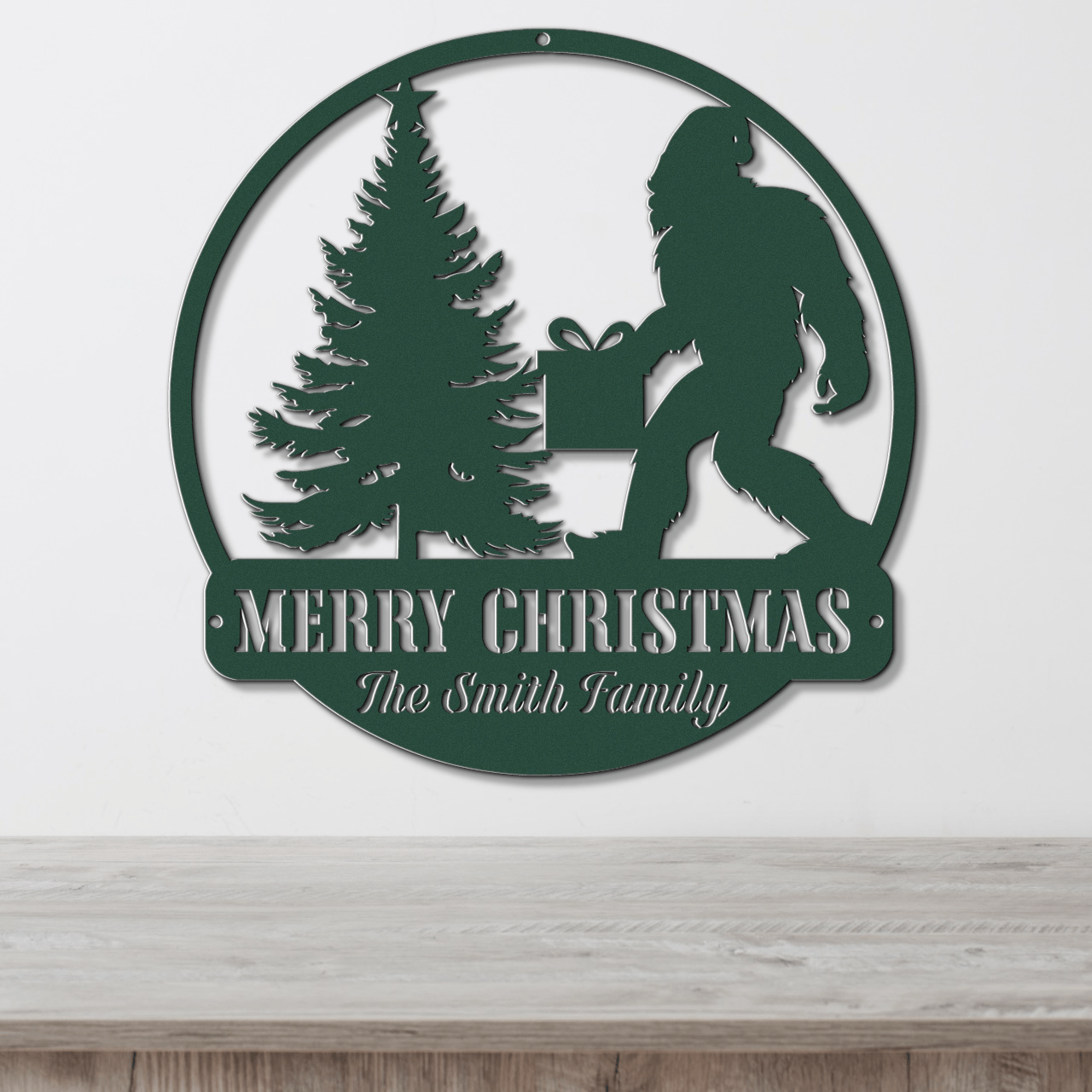 Sasquatch Santa Christmas Card Display - Out of Office Outfitters - Die - Cut Sign
