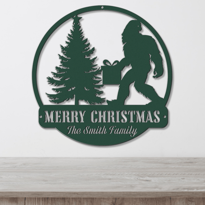 Sasquatch Santa Christmas Card Display - Out of Office Outfitters - Die - Cut Sign