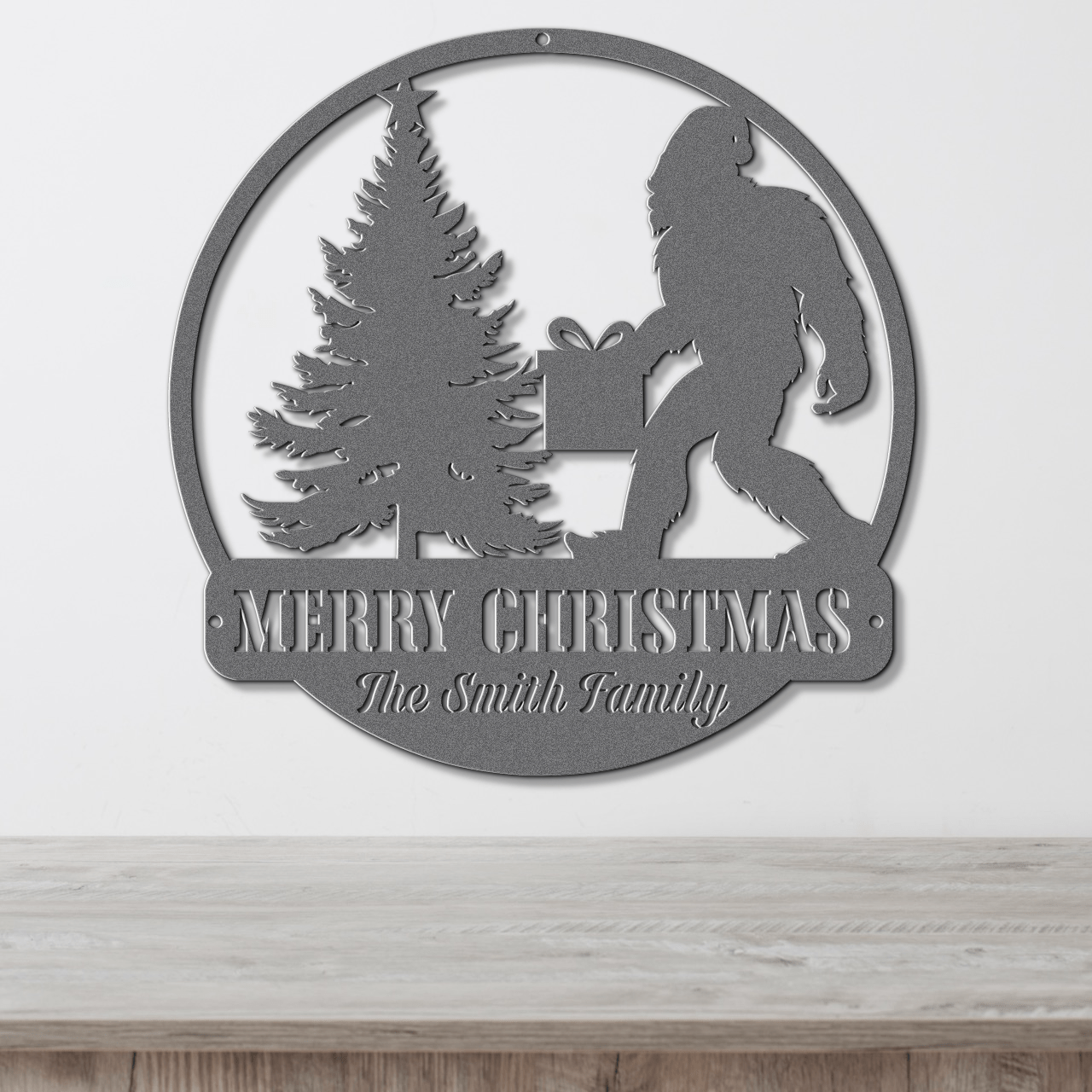 Sasquatch Santa Christmas Card Display - Out of Office Outfitters - Die - Cut Sign