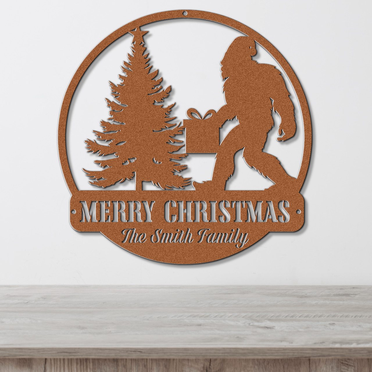 Sasquatch Santa Christmas Card Display - Out of Office Outfitters - Die - Cut Sign