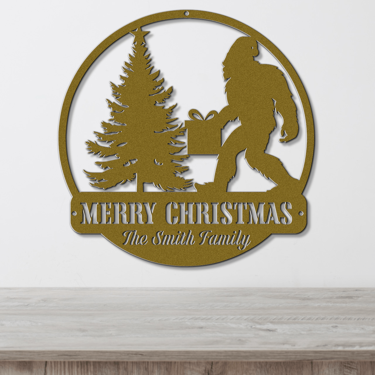 Sasquatch Santa Christmas Card Display - Out of Office Outfitters - Die - Cut Sign