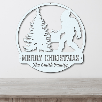 Sasquatch Santa Christmas Card Display - Out of Office Outfitters - Die - Cut Sign