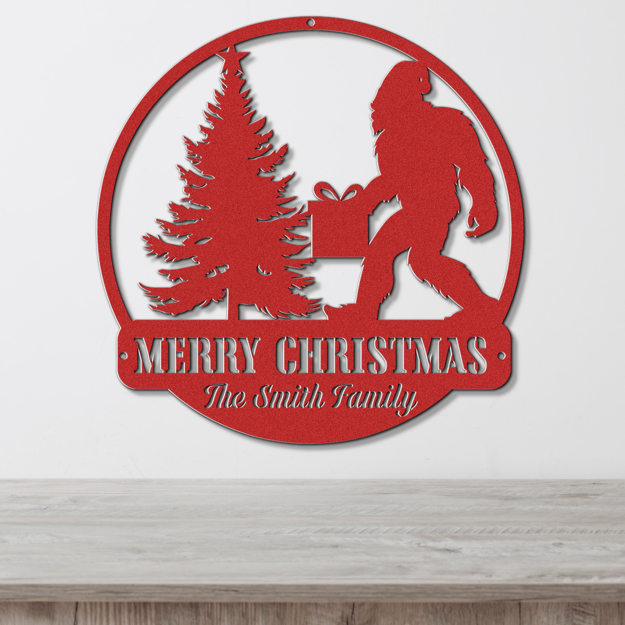 Sasquatch Santa Christmas Card Display - Out of Office Outfitters - Die - Cut Sign