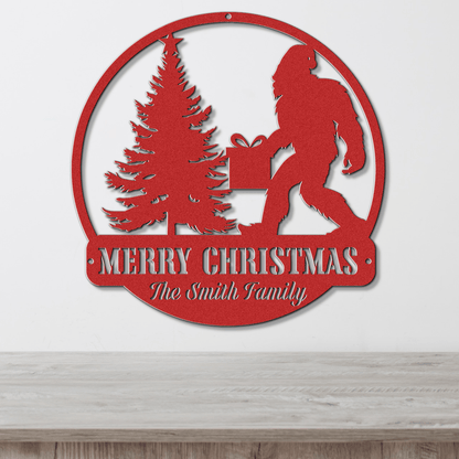 Sasquatch Santa Christmas Card Display - Out of Office Outfitters - Die - Cut Sign