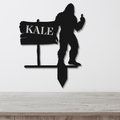 Sasquatch Sign Metal Garden Row Marker with Custom Text - Out of Office Outfitters - Die - Cut Sign