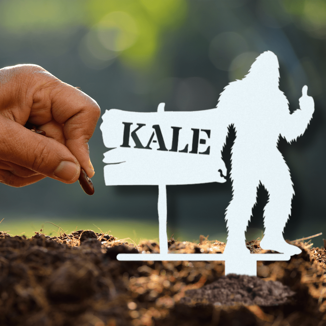 Sasquatch Sign Metal Garden Row Marker with Custom Text - Out of Office Outfitters - Die - Cut Sign