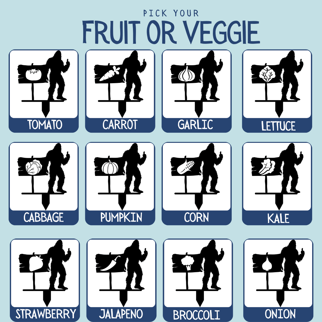 Sasquatch Sign Metal Garden Row Marker With Icon - Out of Office Outfitters - Die - Cut Sign