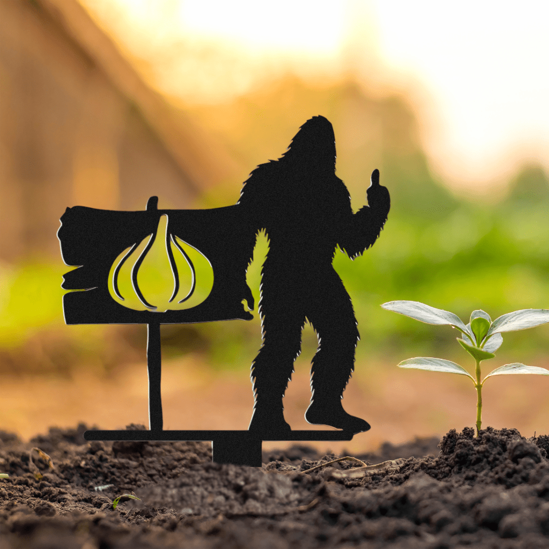 Sasquatch Sign Metal Garden Row Marker With Icon - Out of Office Outfitters - Die - Cut Sign