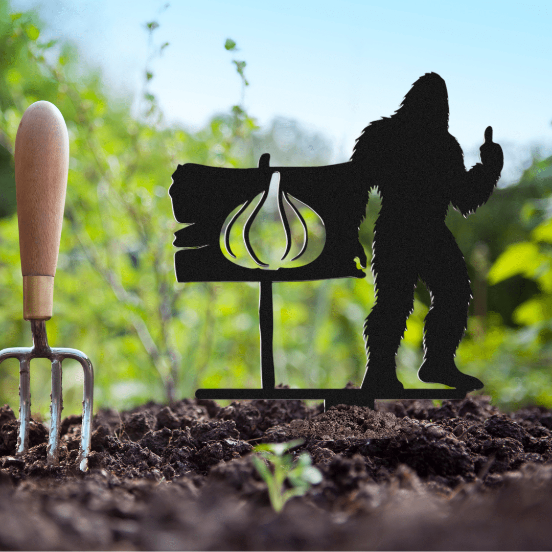 Sasquatch Sign Metal Garden Row Marker With Icon - Out of Office Outfitters - Die - Cut Sign