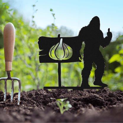 Sasquatch Sign Metal Garden Row Marker With Icon - Out of Office Outfitters - Die - Cut Sign