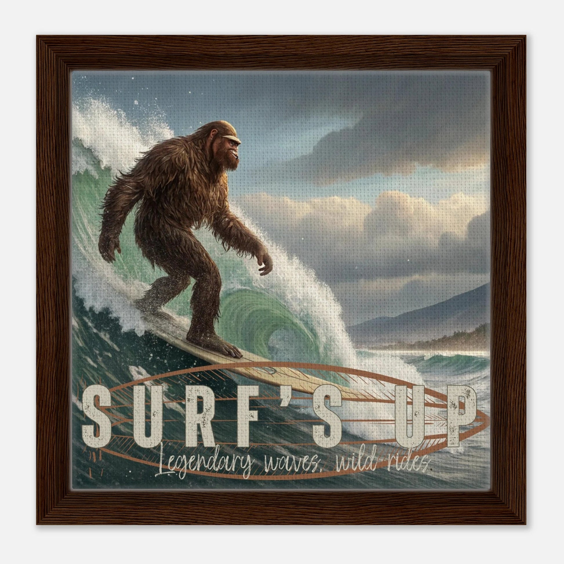 Sasquatch Surf's Up Wall art - Out of Office Outfitters - Print Material