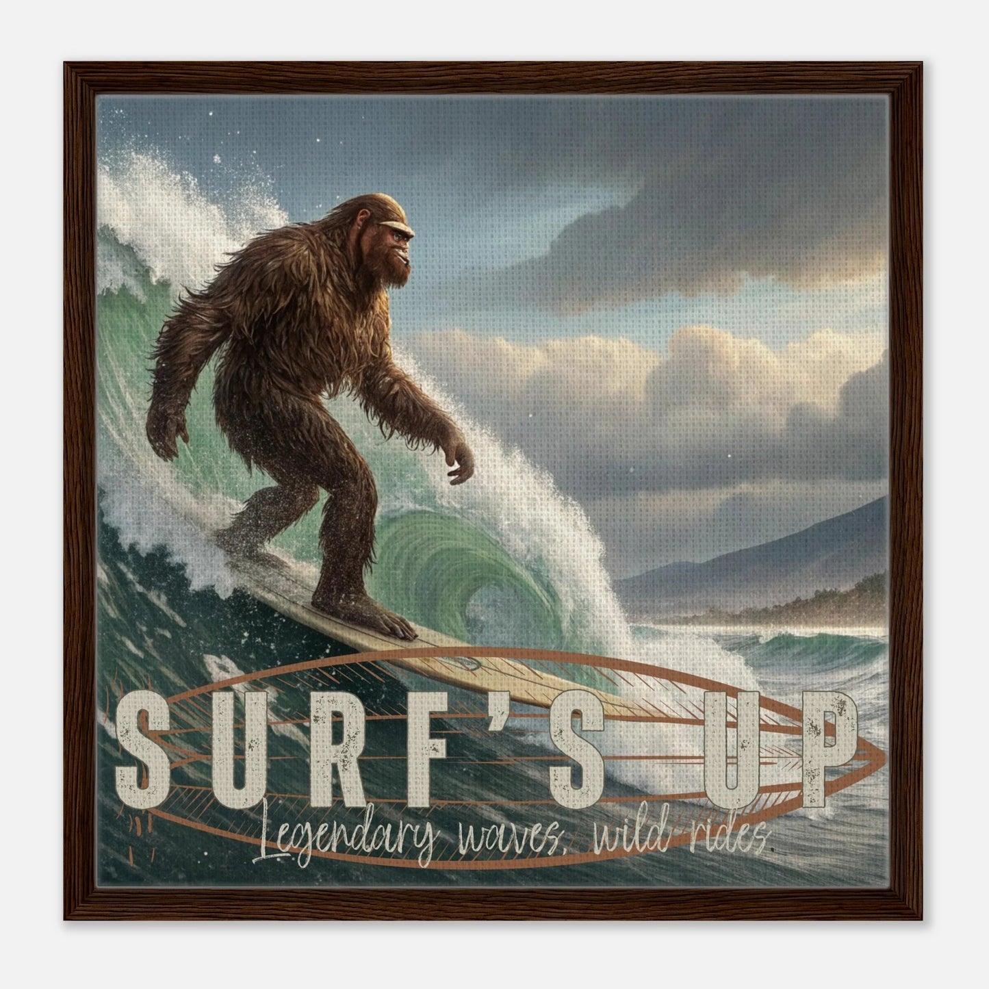 Sasquatch Surf's Up Wall art - Out of Office Outfitters - Print Material