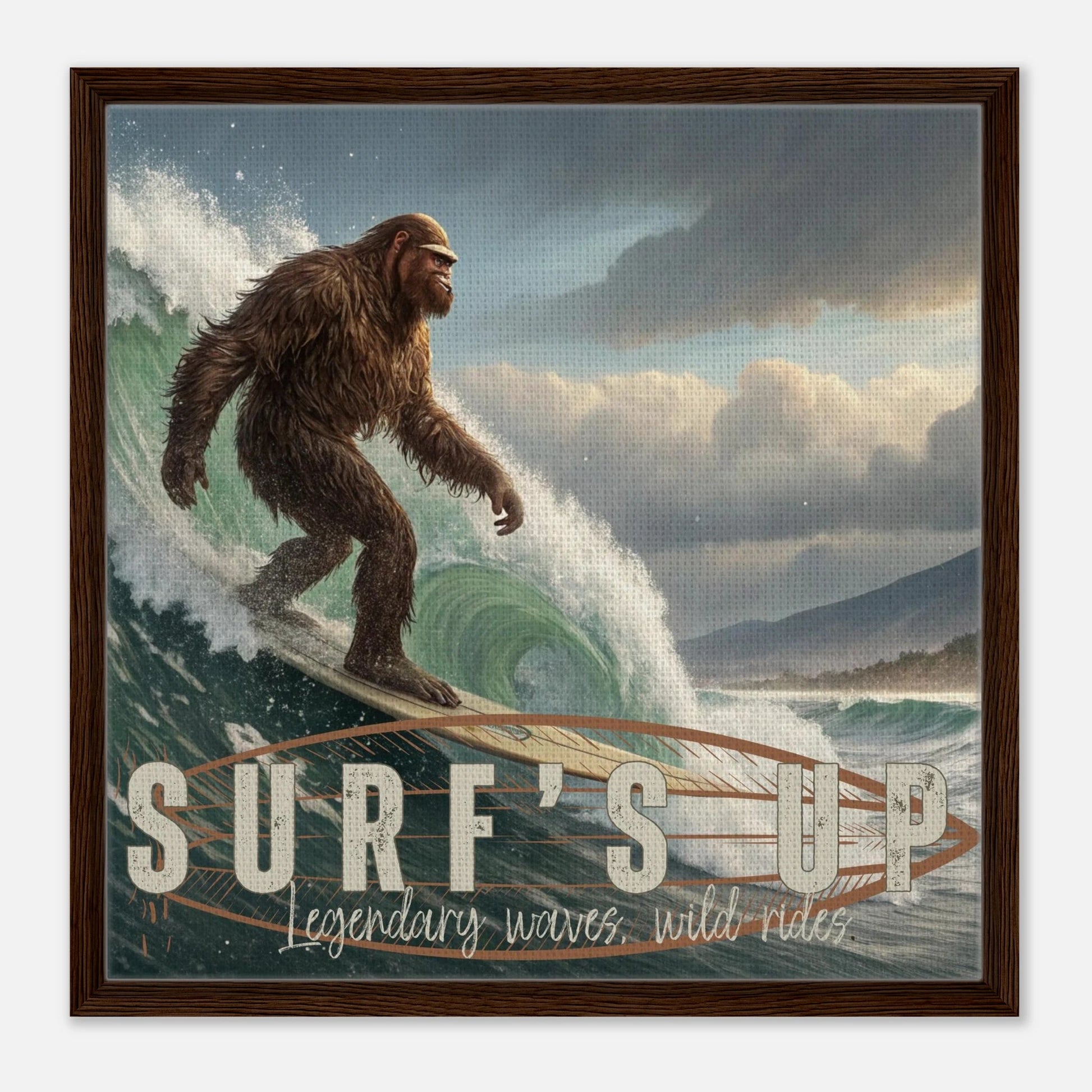Sasquatch Surf's Up Wall art - Out of Office Outfitters - Print Material