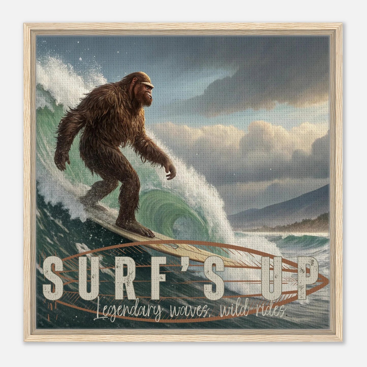 Sasquatch Surf's Up Wall art - Out of Office Outfitters - Print Material