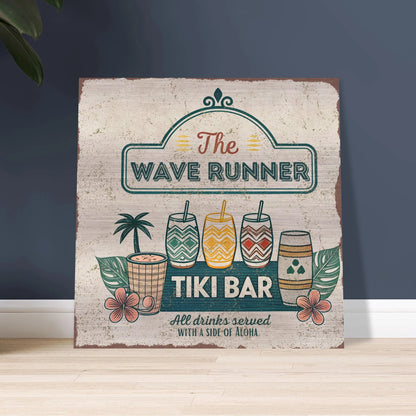 Served with Aloha Tiki Bar Brushed Aluminum Bar Sign - Out of Office Outfitters - Print Material