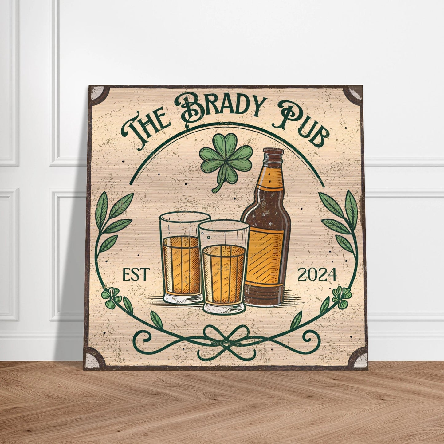 Shamrock Irish Pub Brushed Aluminum Bar Sign - Out of Office Outfitters - Print Material