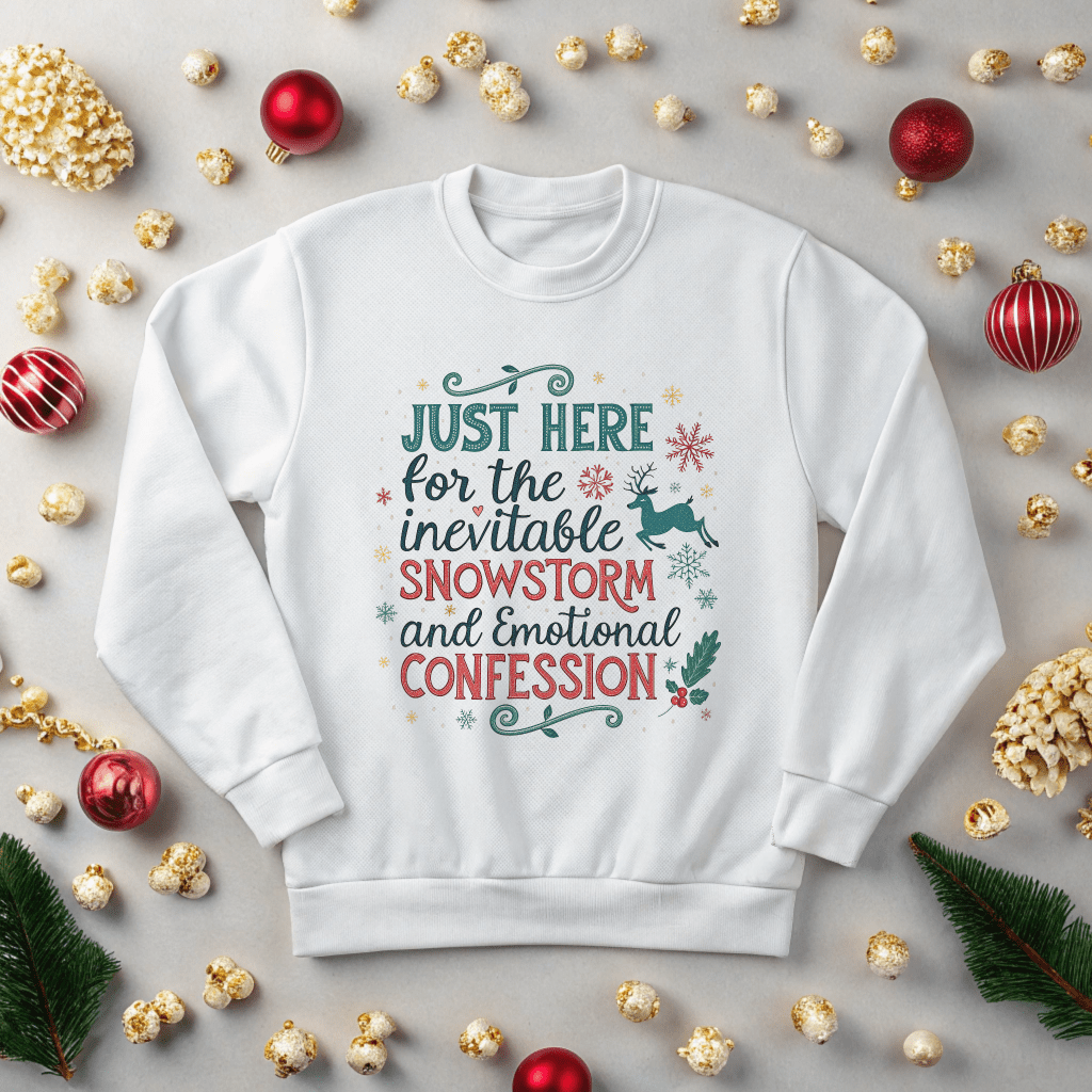 Snowstorms and Emotional Confessions Christmas Sweatshirt - Out of Office Outfitters - Sweatshirt
