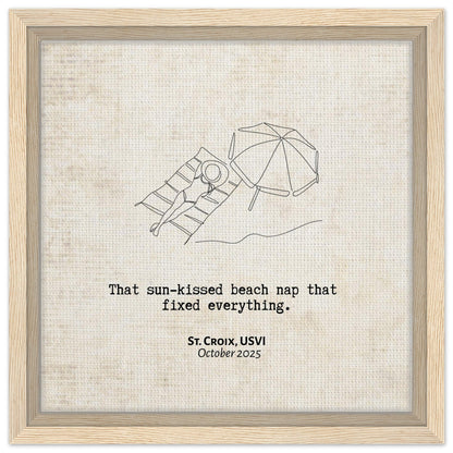 "Sun - kissed Beach Nap" - Personalized Travel Micro Memory Framed Canvas - Out of Office Outfitters - Print Material