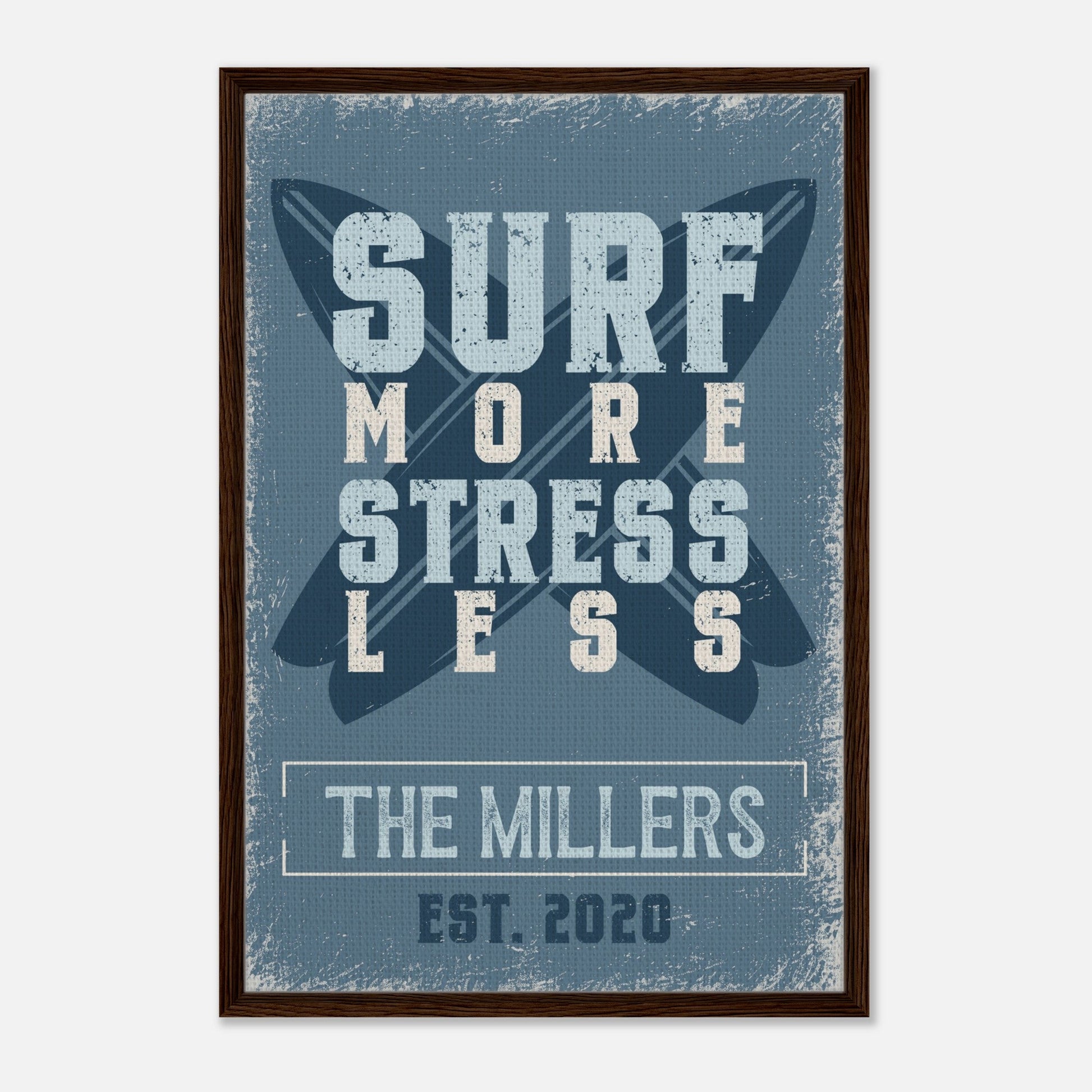 Surf More Stress Less Framed Canvas - Out of Office Outfitters - Print Material