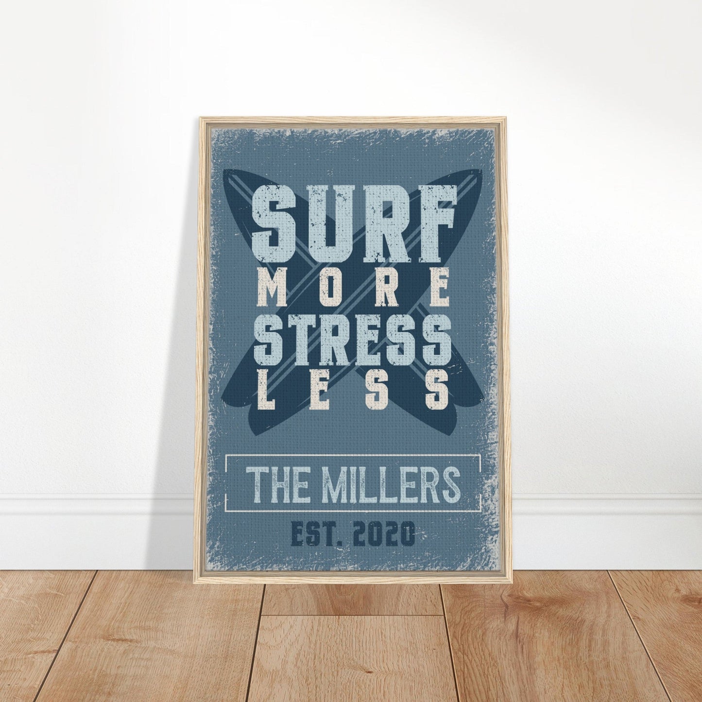 Surf More Stress Less Framed Canvas - Out of Office Outfitters - Print Material