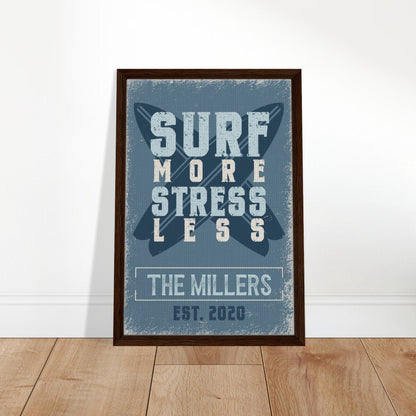 Surf More Stress Less Framed Canvas - Out of Office Outfitters - Print Material
