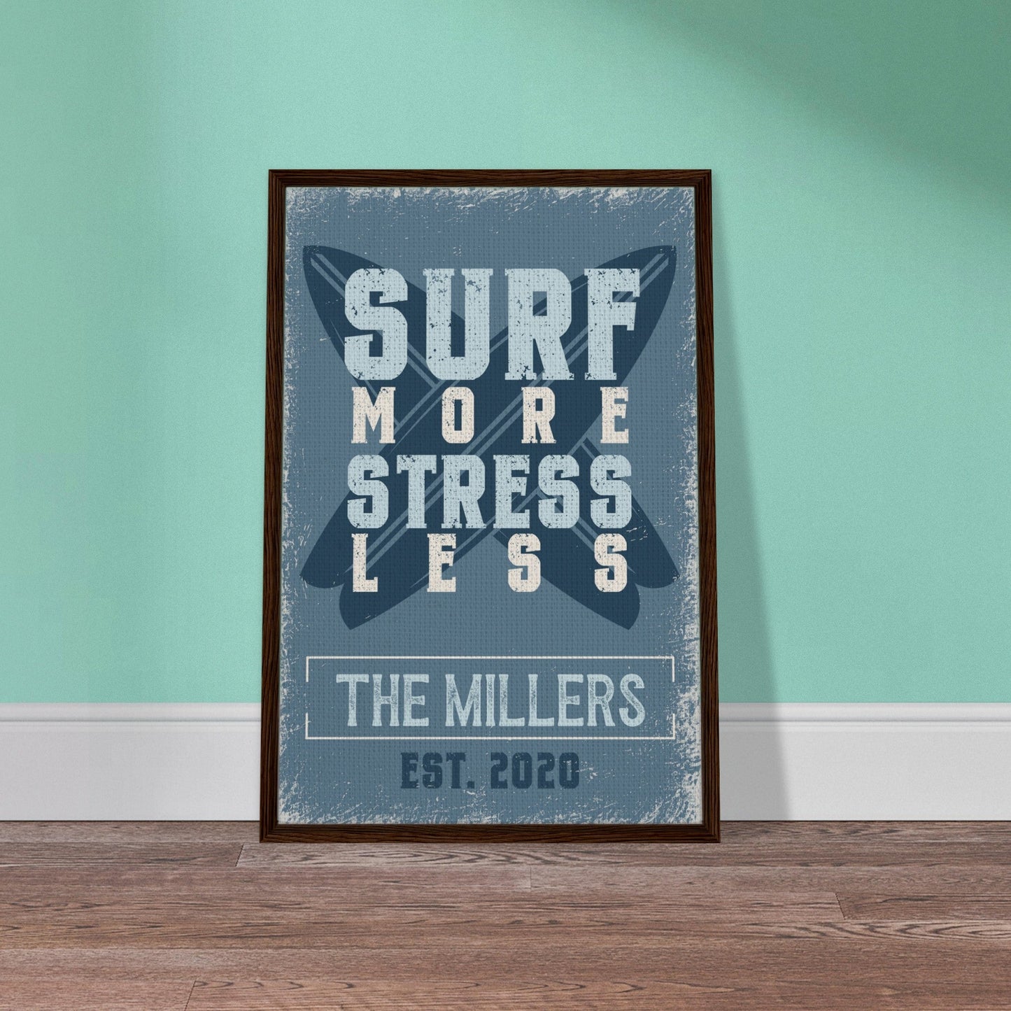 Surf More Stress Less Framed Canvas - Out of Office Outfitters - Print Material