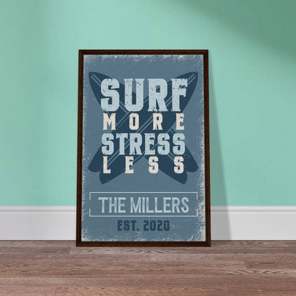 Surf More Stress Less Framed Canvas - Out of Office Outfitters - Print Material