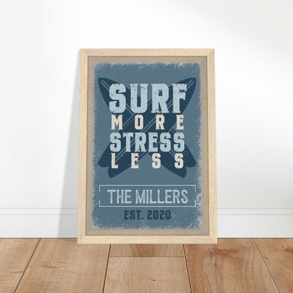 Surf More Stress Less Framed Canvas - Out of Office Outfitters - Print Material