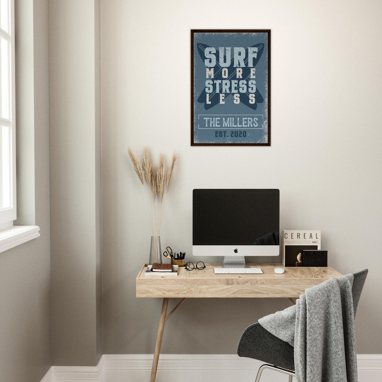 Surf More Stress Less Framed Canvas - Out of Office Outfitters - Print Material