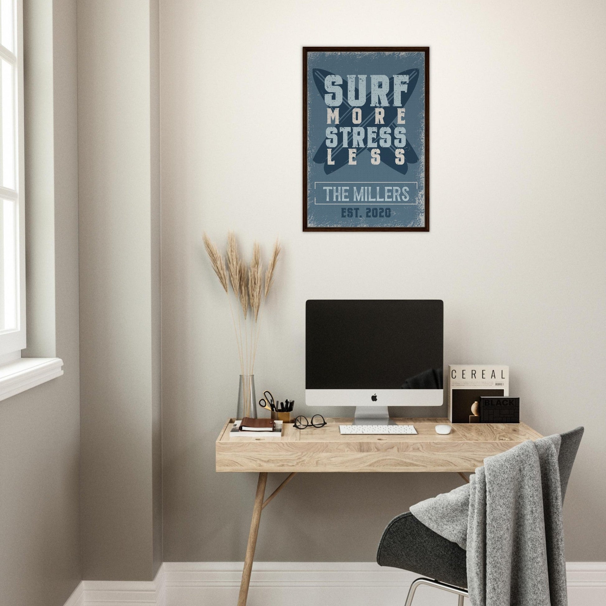 Surf More Stress Less Framed Canvas - Out of Office Outfitters - Print Material