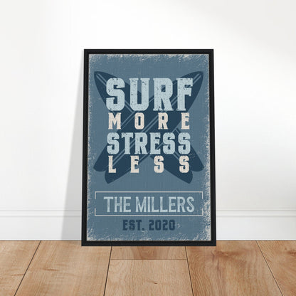 Surf More Stress Less Framed Canvas - Out of Office Outfitters - Print Material