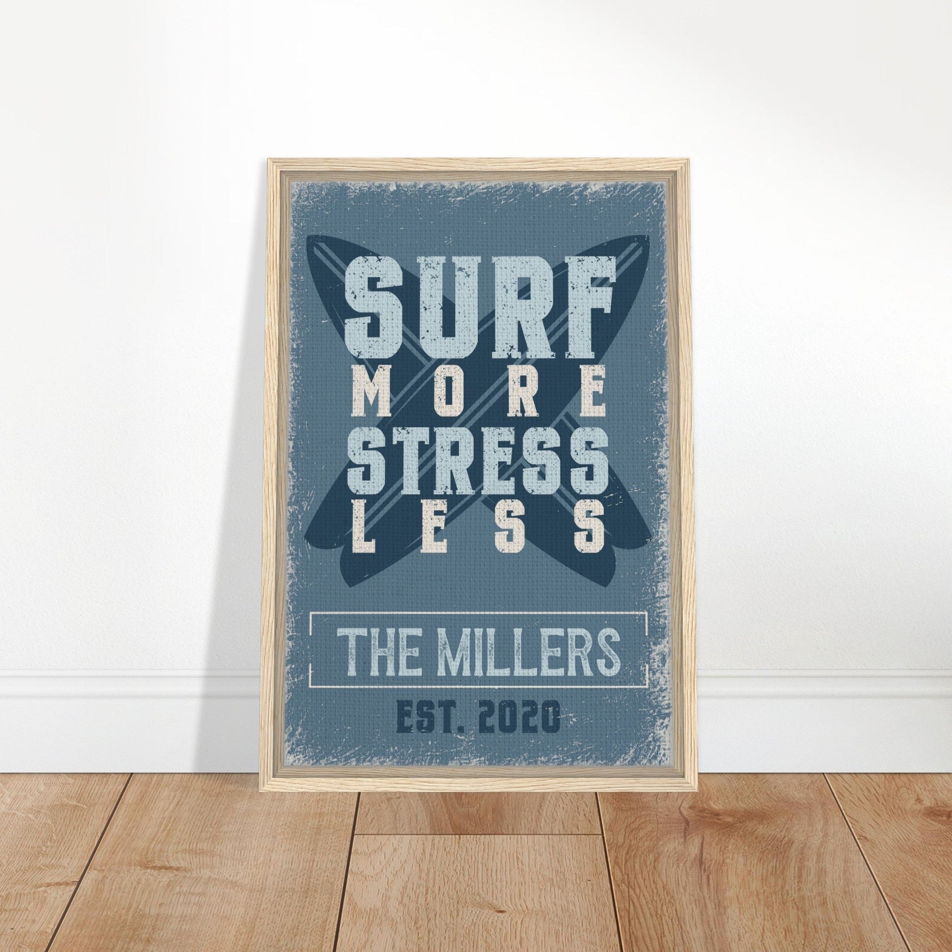 Surf More Stress Less Framed Canvas - Out of Office Outfitters - Print Material