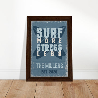 Surf More Stress Less Framed Canvas - Out of Office Outfitters - Print Material